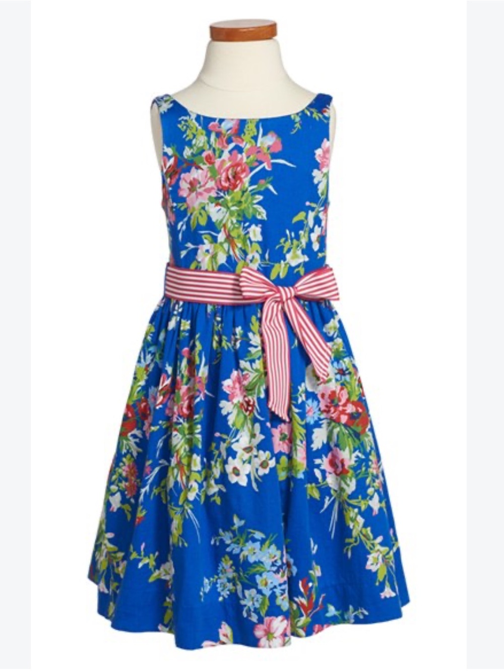 Ralph Lauren floral dress with striped belt size 8